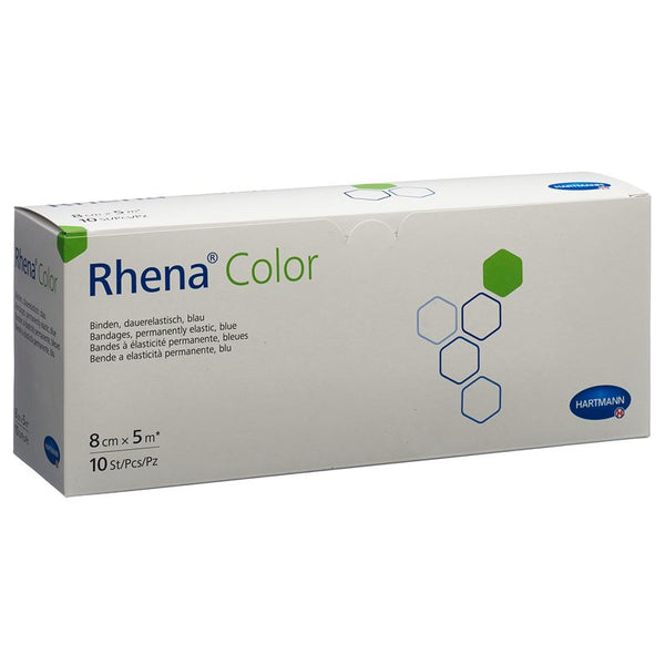 RHENA Color Elast Binde 8cmx5m blau offen 10 Stk