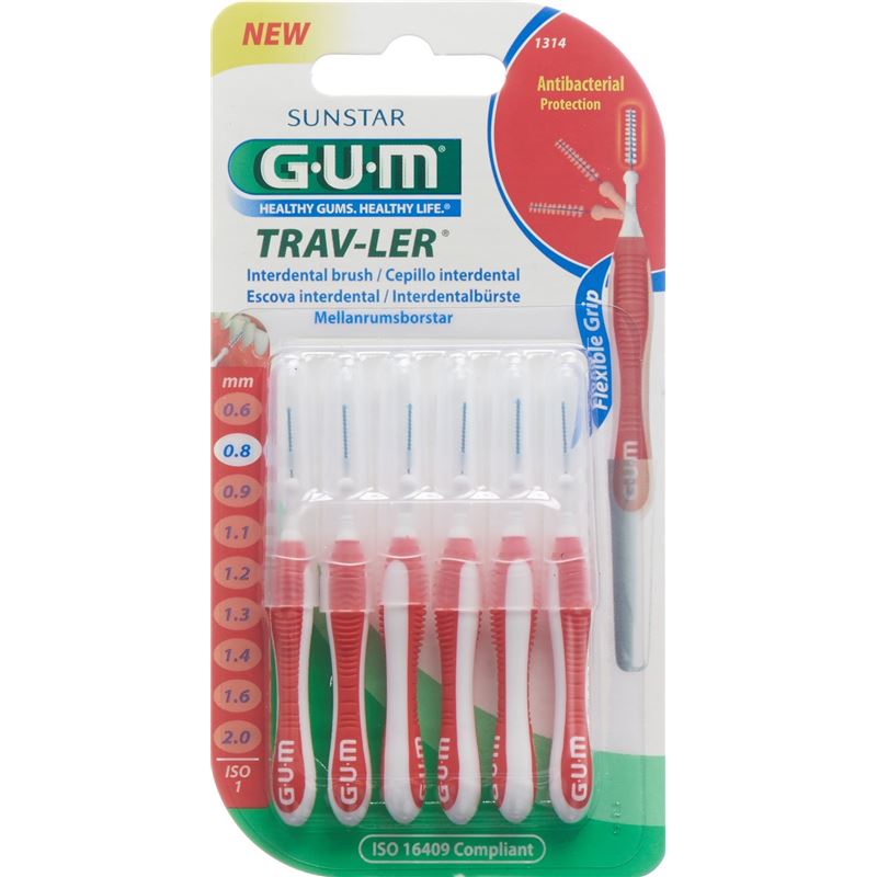 GUM Trav-Ler 0.8mm ISO1 cyl rot 6 Stk