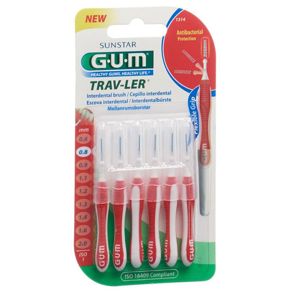 GUM Trav-Ler 0.8mm ISO1 cyl rot 6 Stk