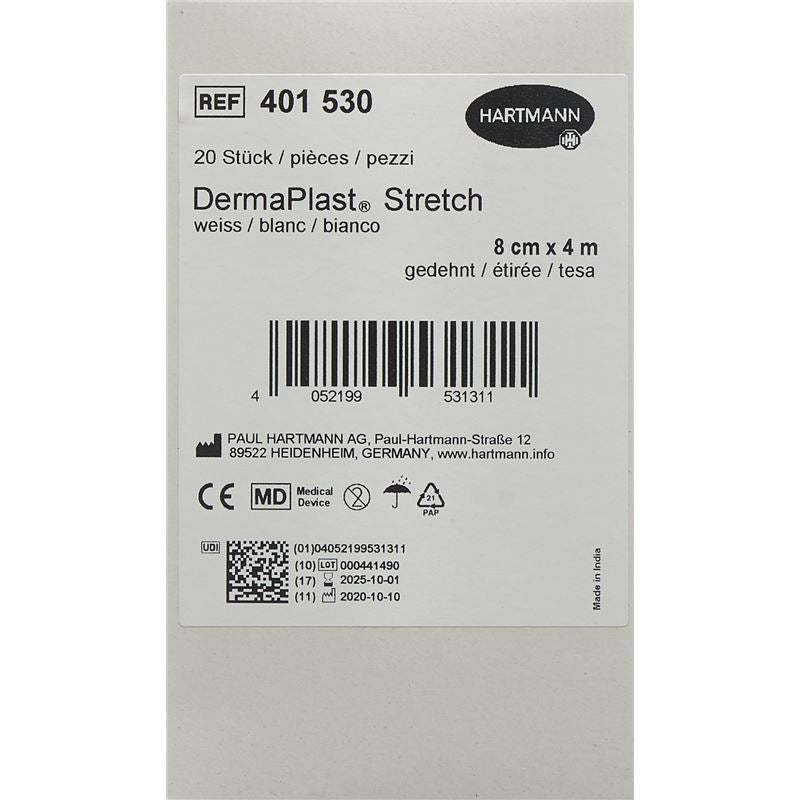 DERMAPLAST Stretch Gazebinde 8cmx4m weiss 20 Stk