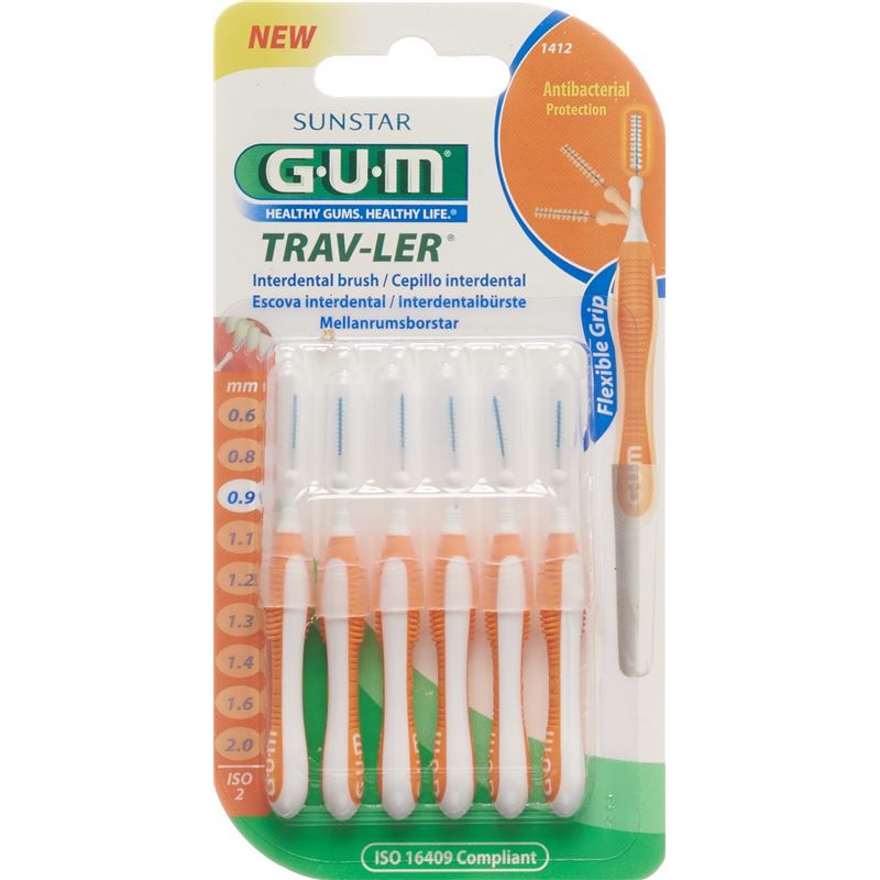 GUM Trav-Ler 0.9mm ISO2 cyl orange 6 Stk