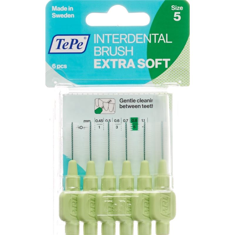 TEPE Interden Brush 0.8mm x-soft grün Blist 6 Stk