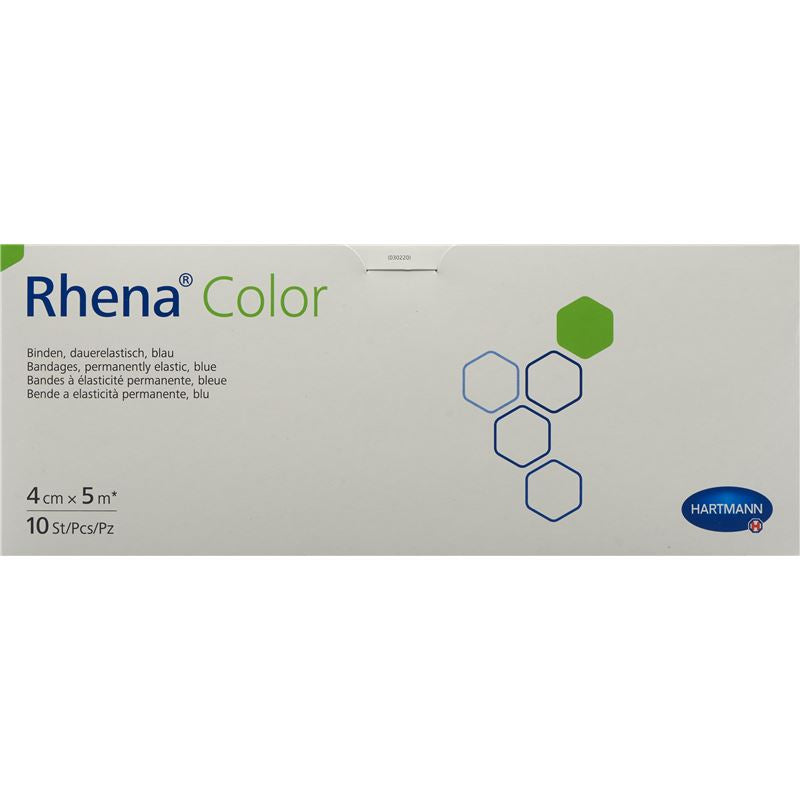 RHENA Color Elast Binde 4cmx5m blau offen 10 Stk