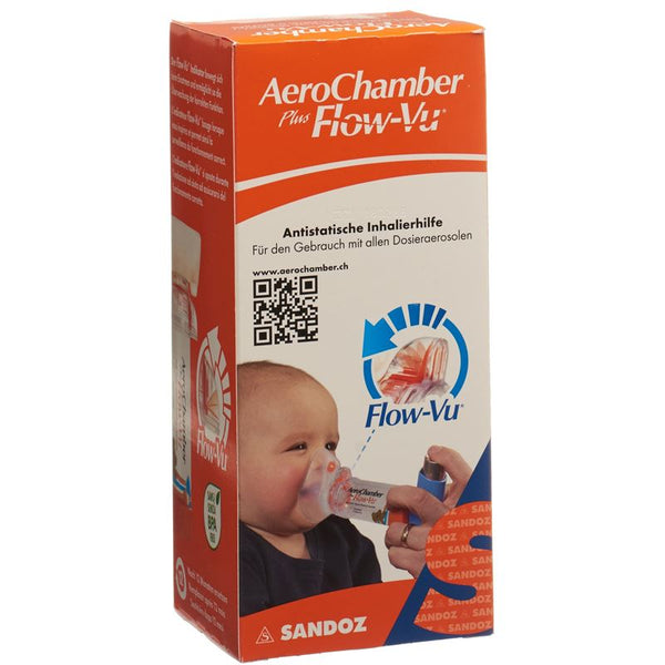 AEROCHAMBER PLUS Flow-Vu mit Maske (0-18 M) orange