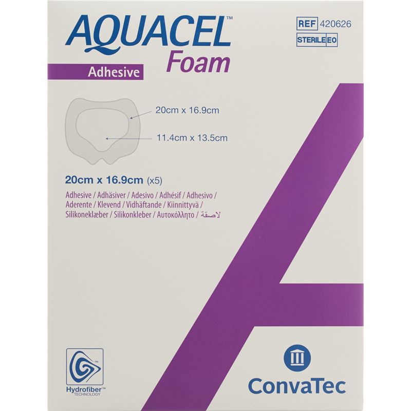 AQUACEL FOAM adhäsiv 20x16.9cm Sakral 5 Stk