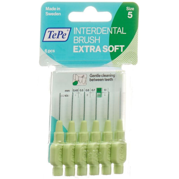 TEPE Interden Brush 0.8mm x-soft grün Blist 6 Stk