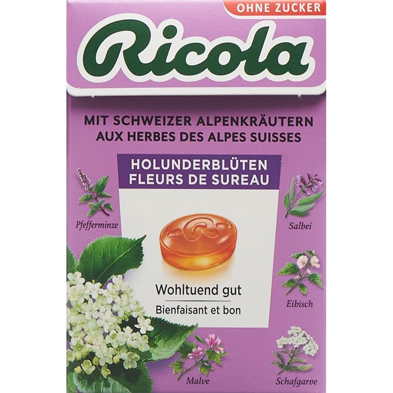 RICOLA Holunderblüten Bonbons oZ m Stevia Box 50 g