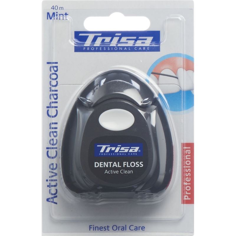 TRISA Zahnseide Active Clean Charcoal 40m mi Xylit