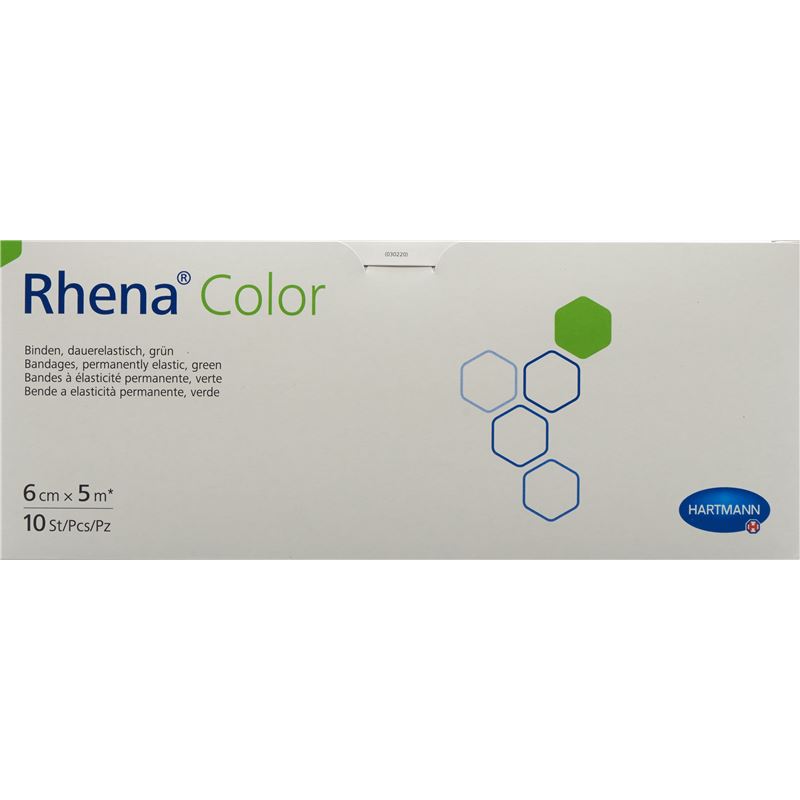 RHENA Color Elast Binde 6cmx5m grün offen 10 Stk