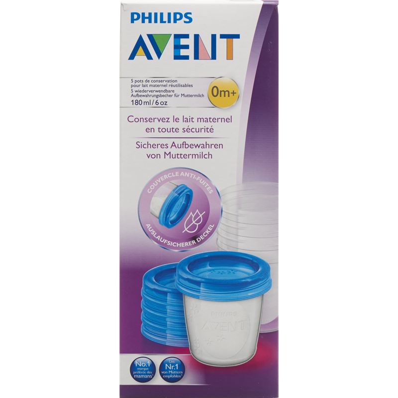 PHILIPS AVENT Aufbewahrbech 180ml 5Bech, 5Deck