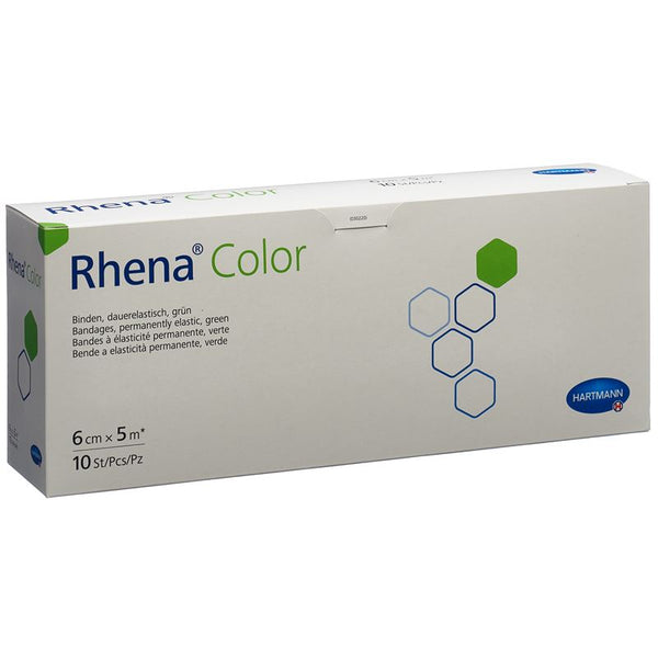 RHENA Color Elast Binde 6cmx5m grün offen 10 Stk