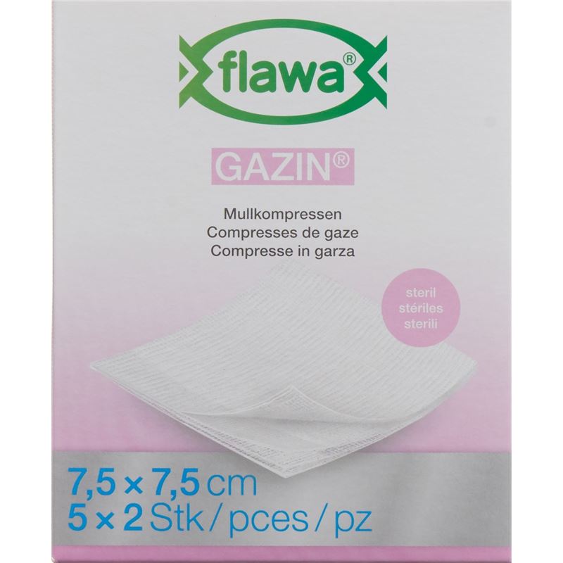 FLAWA Gazin Mullkompres 7.5x7.5cm steril 5 x 2 Stk