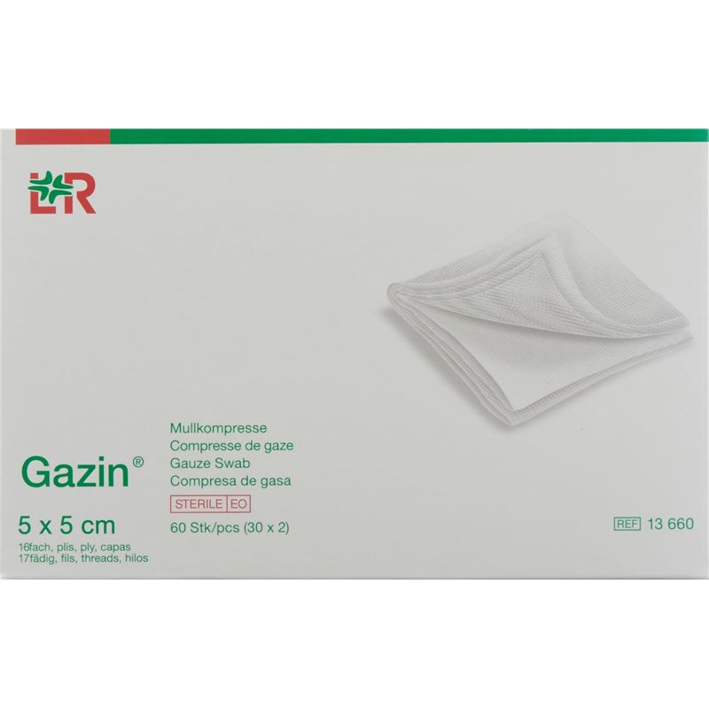 GAZIN Mullkompressen 5x5cm 16f st 30 x 2 Stk