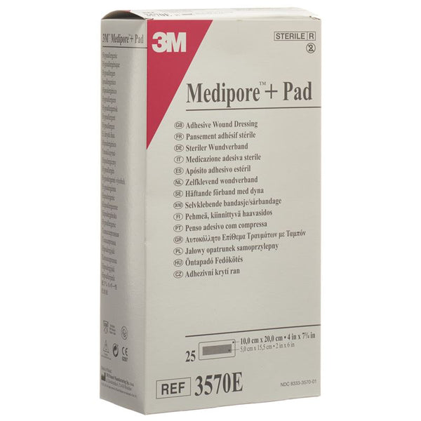 3M MEDIPORE+PAD 10x20cm Wundkissen 5x15.5cm 25 Stk