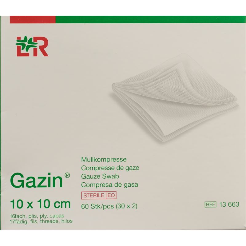 GAZIN Mullkompressen 10x10cm 16f st 30 x 2 Stk