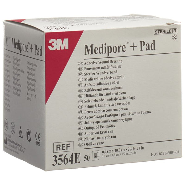 3M MEDIPORE+PAD 6x10cm Wundkissen 3.4x6.5cm 50 Stk