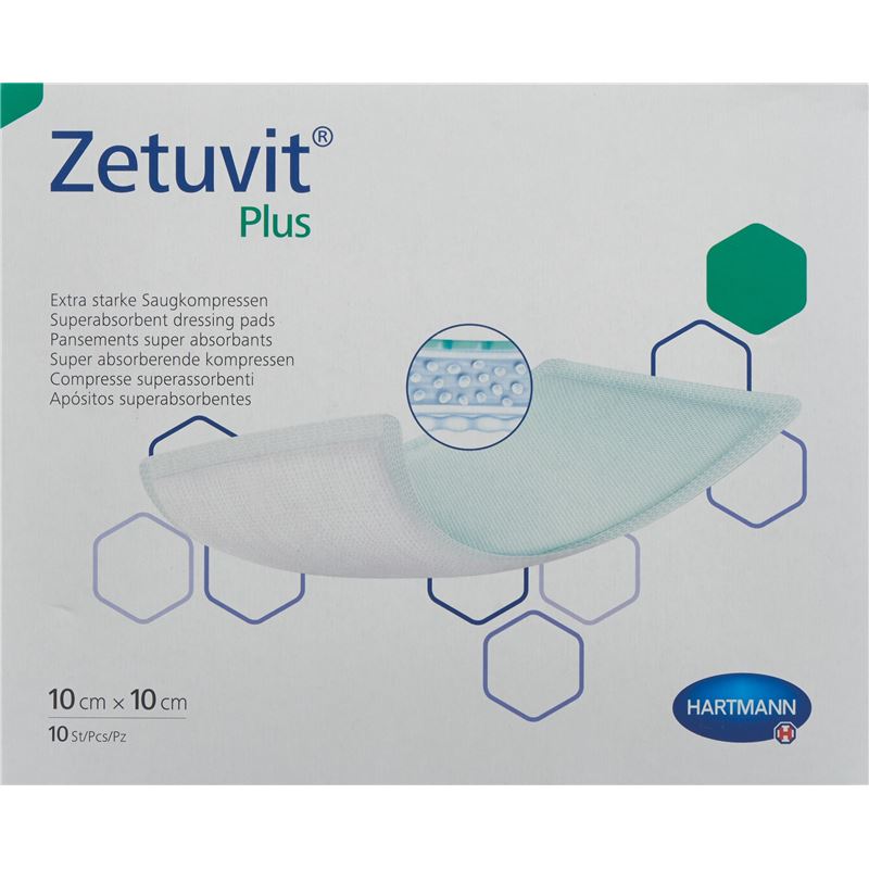 ZETUVIT Plus Absorptionsverband 10x10cm 10 Stk