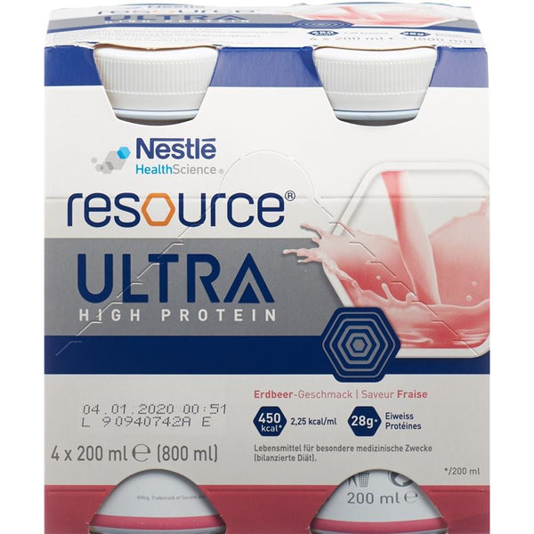 RESOURCE Ultra High Protein Erdbeer 4 Fl 200 ml