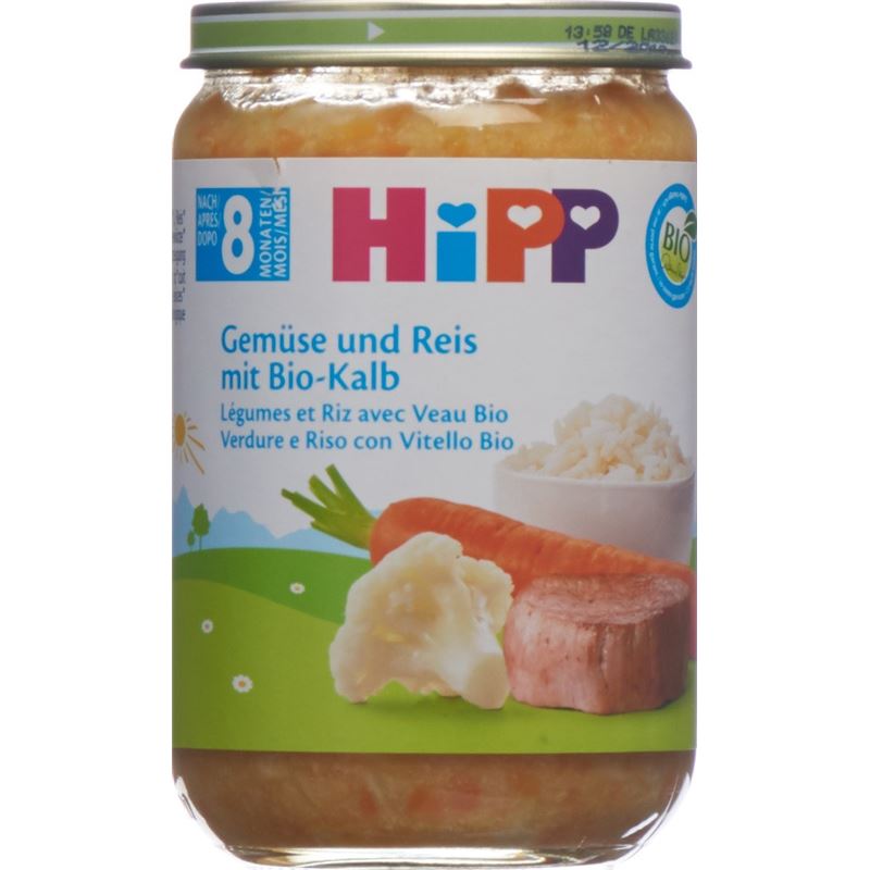 HIPP Gemüse u Reis m Kalbfleisch 8M Bio Glas 220 g