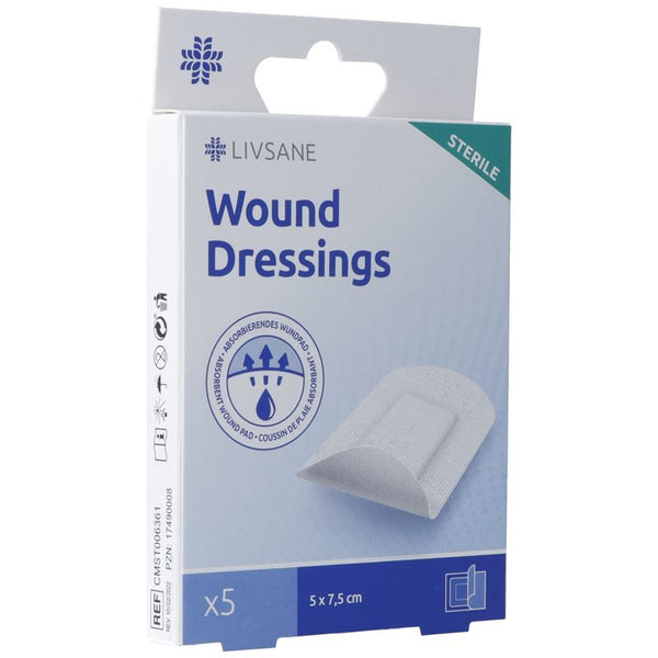 LIVSANE Sterile Wound Dressings 5x7.5cm 5 Stk