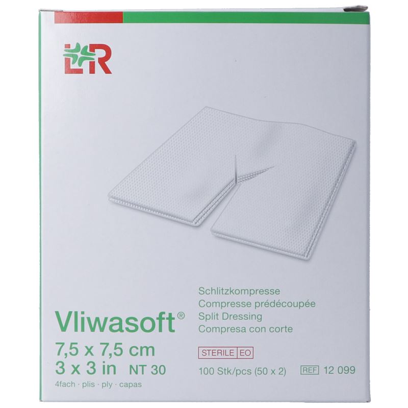 VLIWASOFT Schlitzkompresse 7.5x7.5cm st 50 x 2 Stk