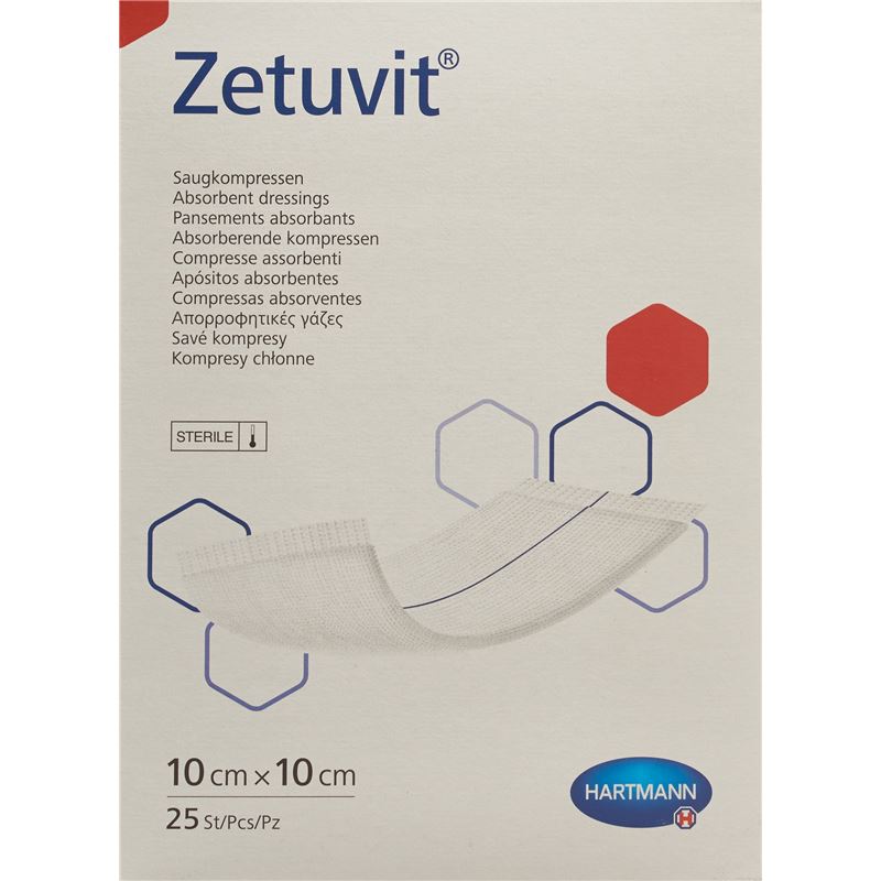 ZETUVIT Absorptionsverband 10x10cm steril 25 Stk