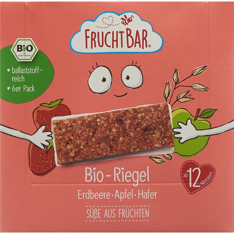 FRUCHTBAR Riegel Bio Erdbeere Apfel Hafer 6 x 23 g