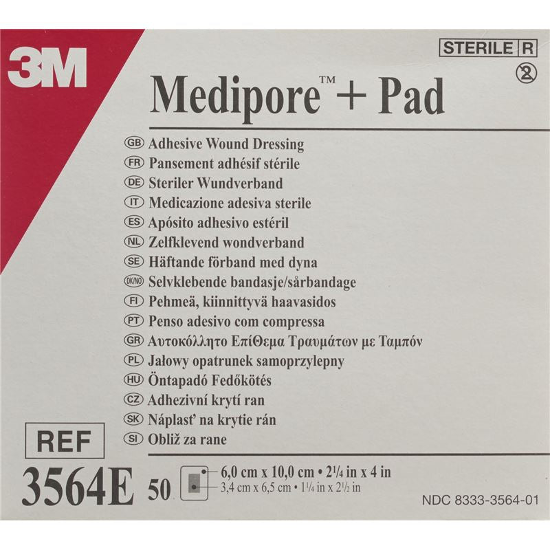 3M MEDIPORE+PAD 6x10cm Wundkissen 3.4x6.5cm 50 Stk