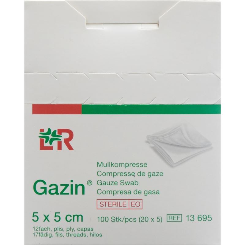 GAZIN Mullkompress Set 5x5cm 12f st 20 x 5 Stk