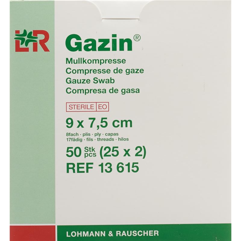 GAZIN Mullkompress Set 7.5x9cm 8f st 25 x 2 Stk