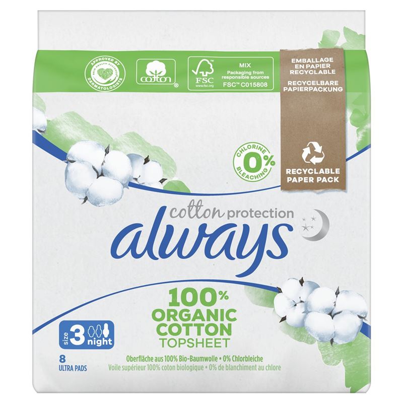 ALWAYS Ultra Binde Cot Protect Night Flügel 8 Stk