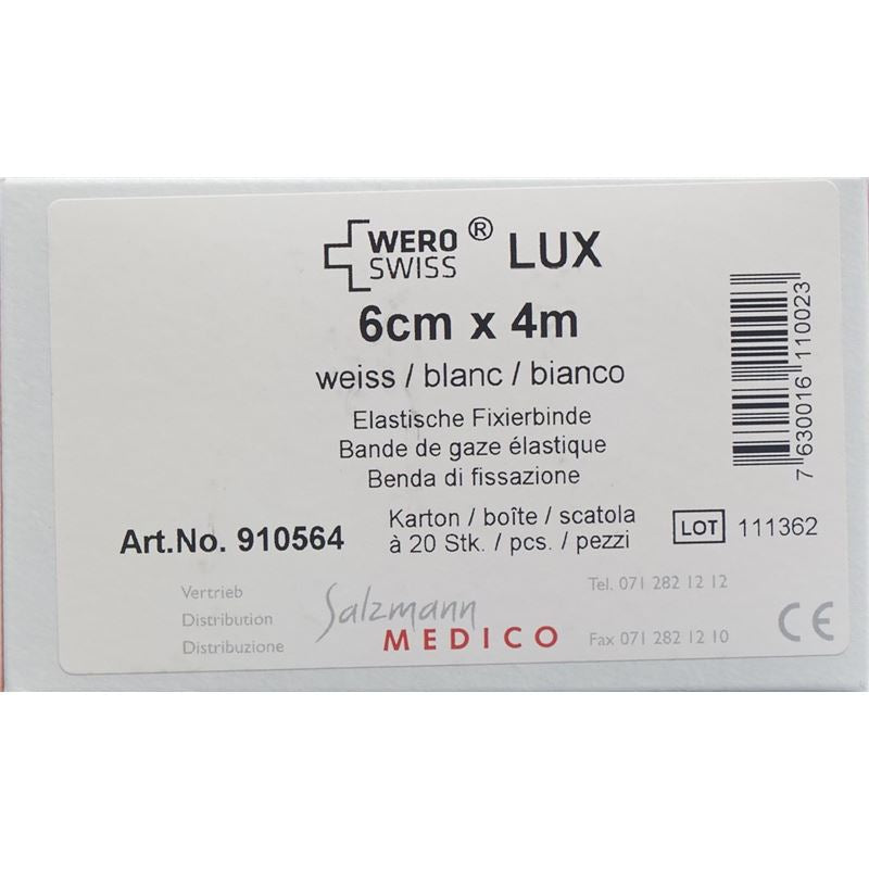 WERO SWISS Lux El Fixierbinde 4mx6cm weiss 20 Stk