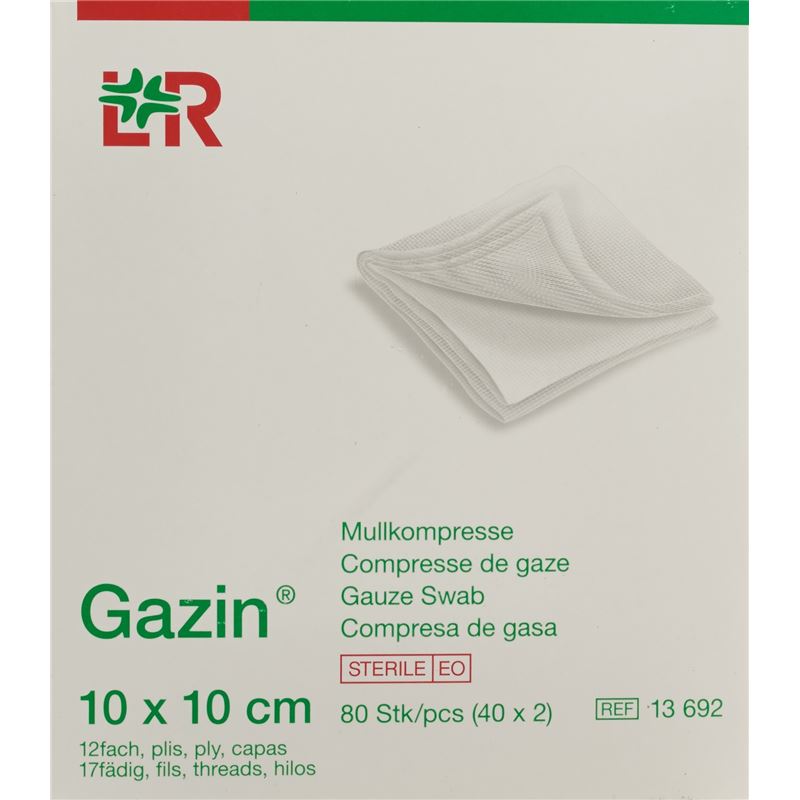 GAZIN Mullkompressen 10x10cm 12f st 40 x 2 Stk