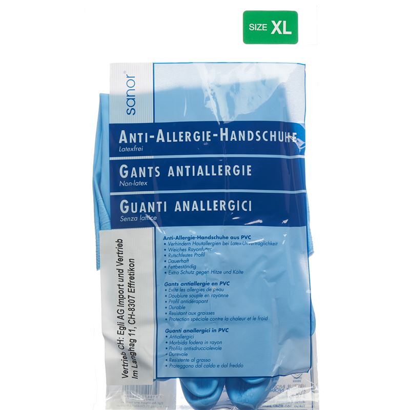 SANOR Anti Allergie Handschuhe PVC XL blau 1 Paar