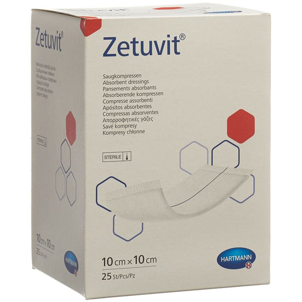 ZETUVIT Absorptionsverband 10x10cm steril 25 Stk