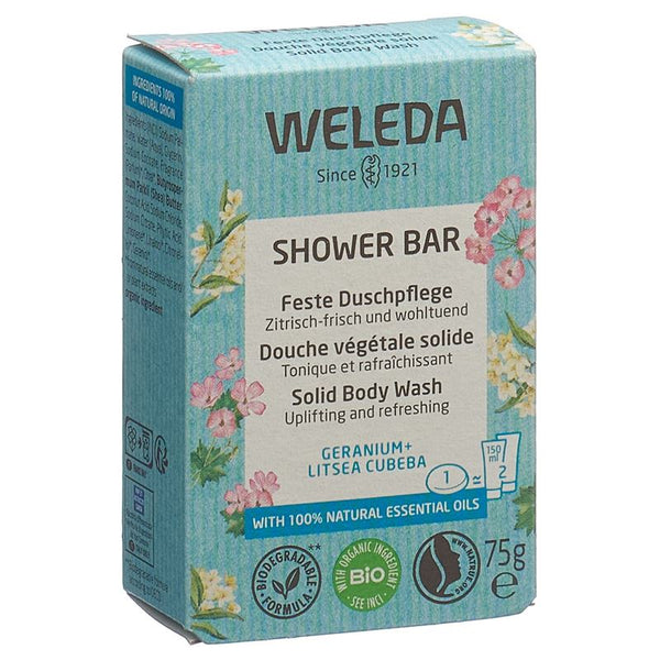 WELEDA Feste Duschpflege Geranium Litsea 75 g