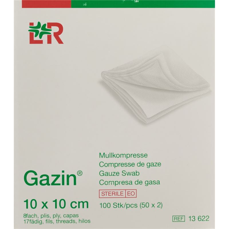 GAZIN Mullkompressen 10x10cm 8f st 50 x 2 Stk