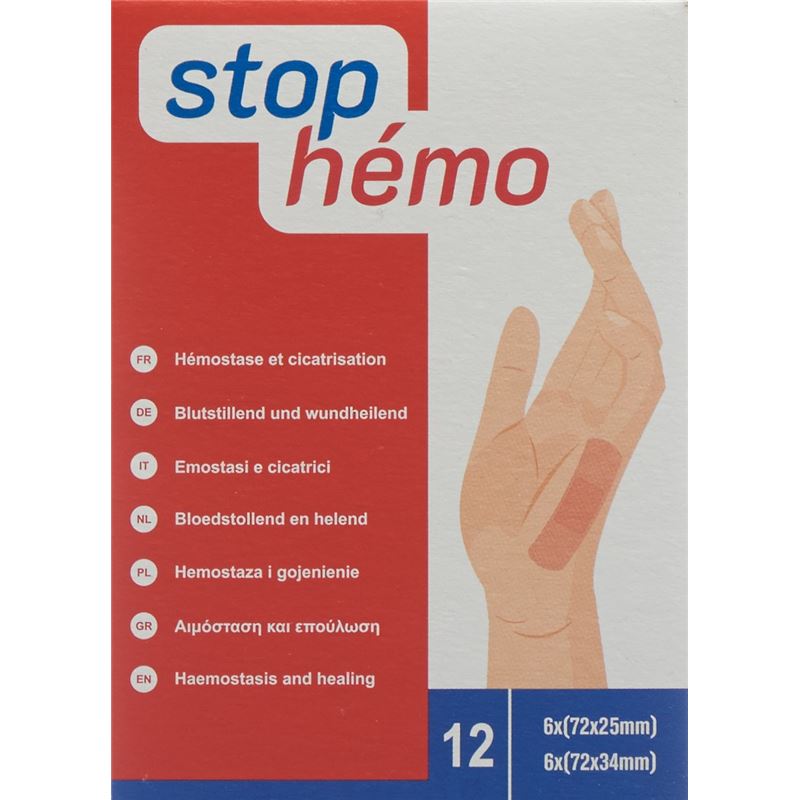 STOP HEMO Pflaster hämostat steril ass 12 Stk