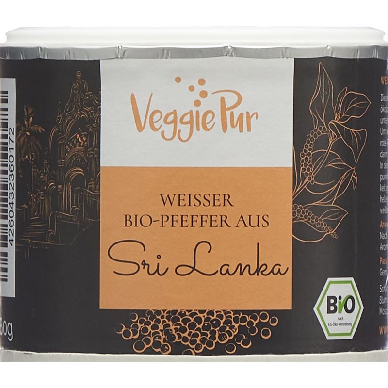 VEGGIEPUR Weisser Pfeffer Bio aus Sri Lanka 80 g