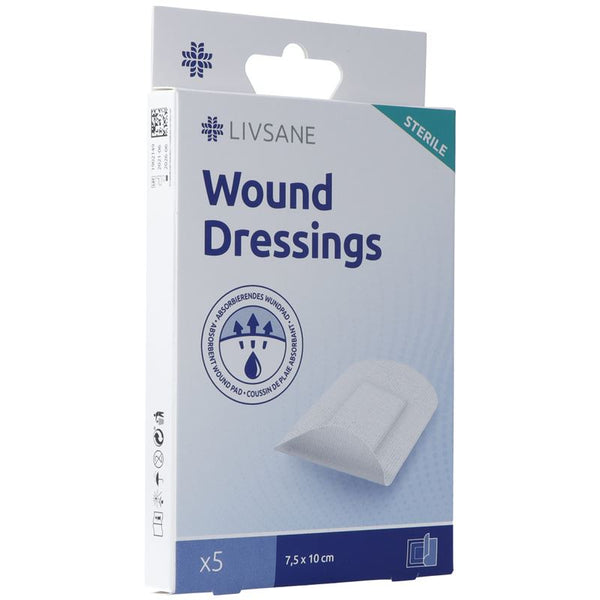 LIVSANE Sterile Wound Dressings 7.5x10cm 5 Stk